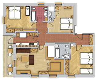 Apartment 1 (für 6-8 Personen)
