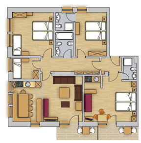 Apartment 2 (für 7-9 Personen)