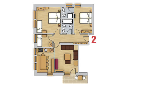 Ferien-Apartment 2 für 5-6 Personen