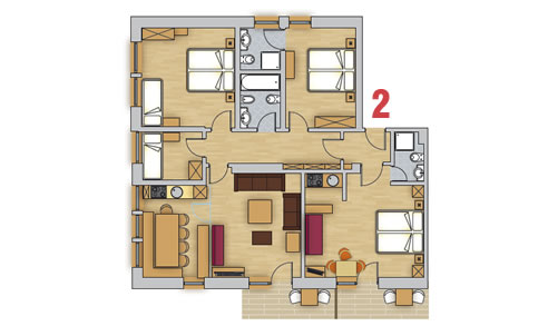 Ferien-Apartment 2 für 7-9 Personen