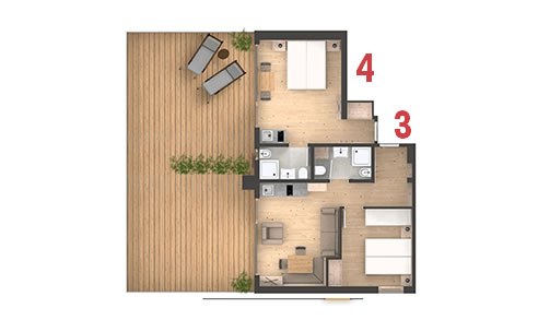 Ferien-Apartment 3+4 für 4-5 Personen